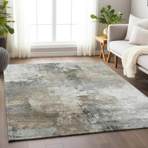 Addison Rugs Chantille Indoor/Outdoor Transitional Abstract Ivory Washable Rectangle Rug, 10' x 14'