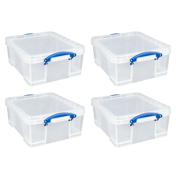 Really Useful Box 17L Storage Container w/ Lid & Clip Lock Handles (4 Pack)