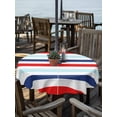 thumbnail image 6 of Outdoor Tablecloth with Umbrella Hole, Blue Red Striped Spillproof Waterproof Outdoor Table Cover, Farmhouse Stripes Simple Art Patio Tablecloths for Party/Garden/Picnic, Round 54 inch, 6 of 9