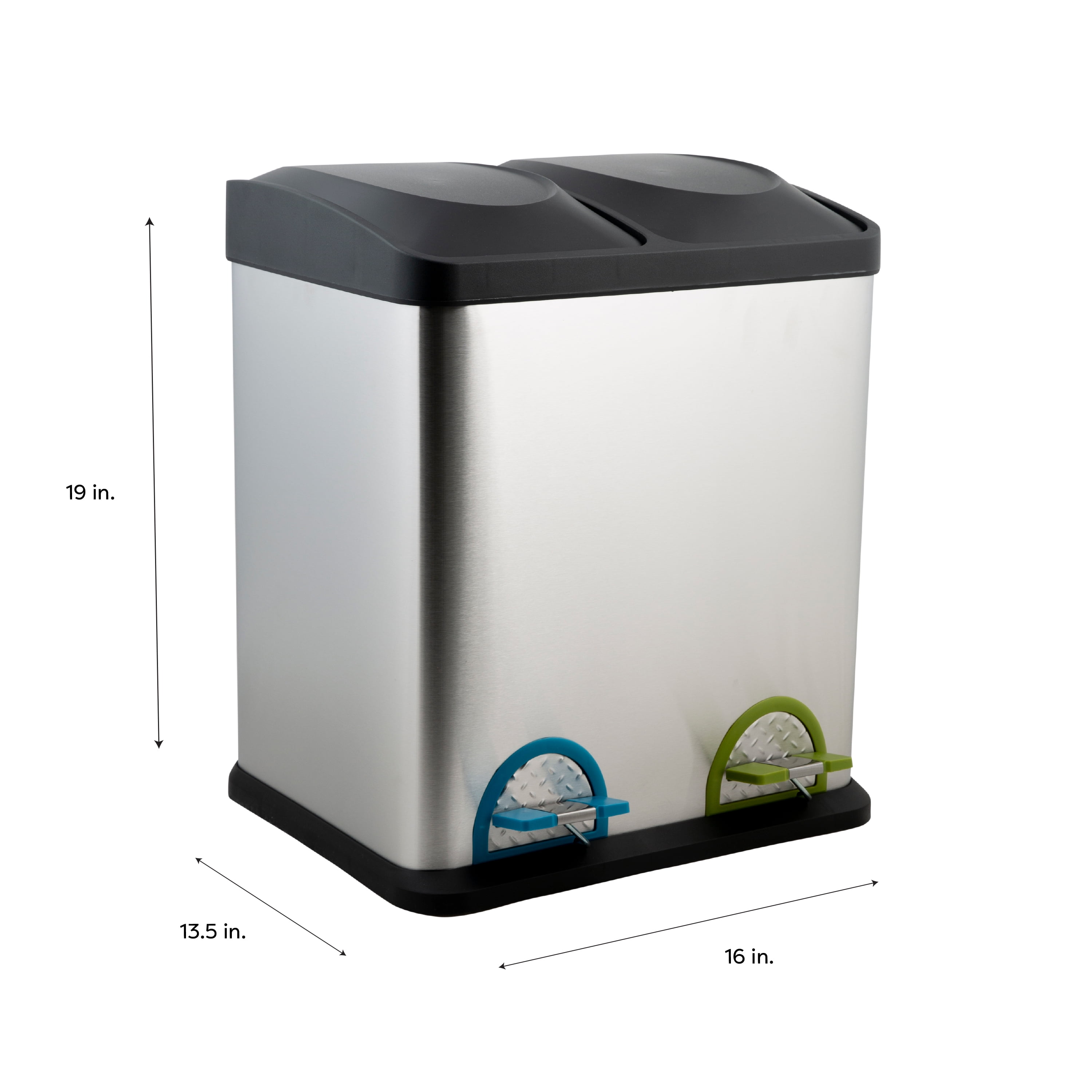 Organize It All 30 Liter 2 Compartment Stainless Steel Recycle Bin