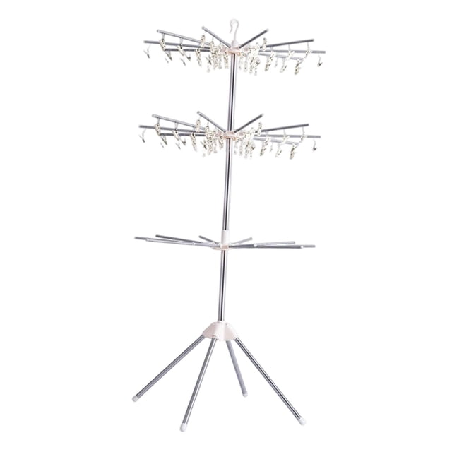 Tendedero plegable para ropa, percha para ropa 3 capas 60 clips