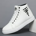 thumbnail image 2 of [Stylish High Top Sneakers] Stylish, Comfortable, Fashionable 1 Pair Men's Casual High-Top Sneakers - Lace-Up with Black Logo, Ideal for Outdoor Activities, Walking, and Sports, All-Season Sneakers, 2 of 8