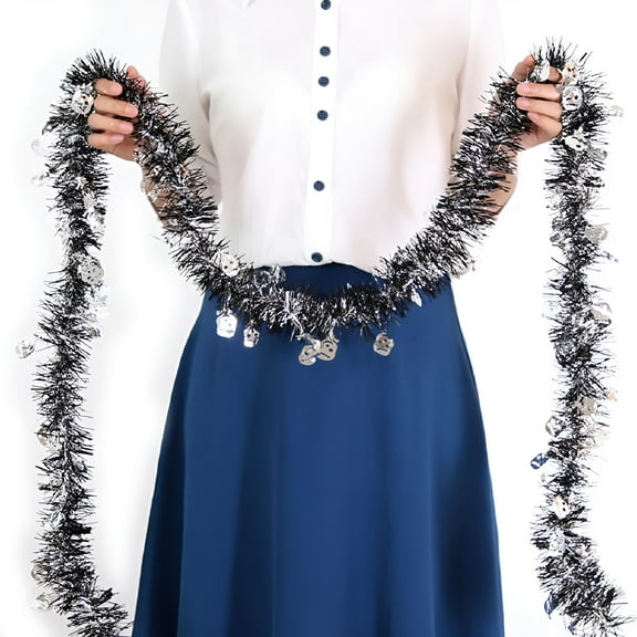 LAMIRO 9.18ft Halloween Tinsel Garland Black Orange and Purple Shiny Garland Halloween Party Decorations