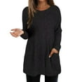 thumbnail image 2 of Long Chandail pour Femmes 2025 Manches Longues Col Rond Tricoté Côtelé avec Poches Tenues Automne Hiver, 2 of 5
