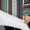thumbnail image 3 of Oversized Wearable Blanket Hoodie,Colorful Geometric Diamond Striped Pattern Sherpa Blanket Hoodie with Super Pockets,Super Warm Fuzzy Pullover for Women & Men, 3 of 6