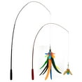 thumbnail image 2 of miwoowim 2 piezas de juguete para gatos ultralargo (50 pulgadas + 38 pulgadas) + 9 piezas de recambios de plumas de pájaro Da, juguete interactivo para caña de pescar, varita retráctil para gatos y ju, 2 of 6