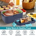 thumbnail image 2 of Electric Lunch Box Food Heater, 80W Heated Lunchbox for Adults, Portable Food Warmer with 1.8L Stainless Steel Container/Fork/Spoon for Car Office School, 2 Compartments with Carry Bag 12V-24V 110V, 2 of 9