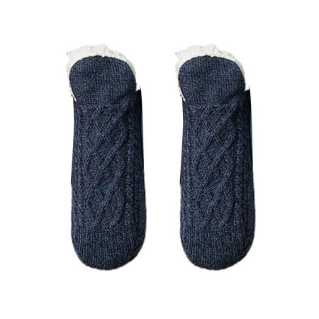 

harmtty 1 Pair Floor Socks Comfortable Polyester Thick Soft Unisex V Design Socks for Winter Navy Blue 24 cm