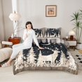 thumbnail image 4 of Homewish Wildlife Deer 3 Pieces Queen Comforter Set for Kids Teens,Jungle Animal Ultra Soft Bedding Sets,Rustic Lodge Cabin Bedding Comforter Set Breathable,Super Cozy Room Decor,Reversible, 4 of 8