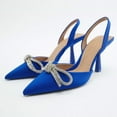 thumbnail image 2 of Women Shoes Closed Toe Slingback Rhinestone Shoes Bow Knot Dress Pump Heels for Ladies, 2 of 7