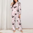 thumbnail image 2 of Pofeuu Swan And Flowers2 Print Womens Pajamas Set Long Sleeve Sleepwear Button Down Nightwear Soft Pj Lounge Sets Button Down Pajamas Women-XX-Large, 2 of 7