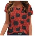thumbnail image 1 of Blusa de camiseta informal con estampado de manga corta y cuello en V de verano para mujer a la moda Fridja  zx3714, 1 of 5