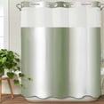 thumbnail image 3 of Green White Ombre No Hook Shower Curtain Waterproof,Bathroom Curtains with Snap in Liners and See Through Top Window,Country Pastoral Gradient Minimalist Hotel Style Bathtub Curtains Shower 72"Wx72"L, 3 of 8