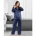 Silk Satin Pajama Sets for Women Long Sleeve Button Down Pajama Set 2