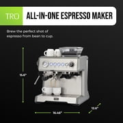 TRU All-in-One Espresso Maker with Grinder & Steam Wand - Premium Espresso Machine with Built-In Coffee Grinder - 15 Bar Pressure Pump - Adjustable Steam Controls & Cup Warmer