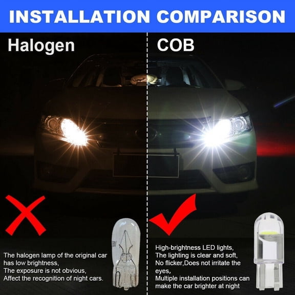 20X For T10 Led Cob 6000K White 168 Car Interior Lights Dome Reading Map Light Fangkenuo