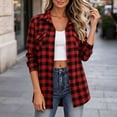 thumbnail image 6 of Jovrlynd Womens Flannel Shirt Plaid Button Down Collared Long Sleeve Fall Shirt Shacket with Pockets, S-2XL, 6 of 8