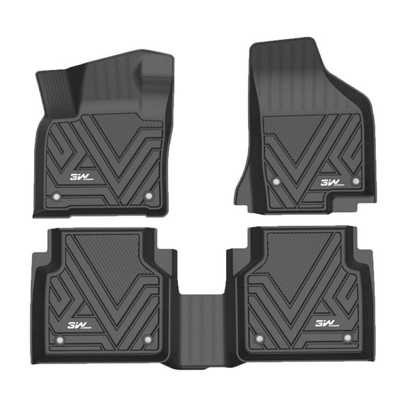 3W Floor Mats for Volkswagen Tiguan (2018-2023),TPE All Weather Custom Fit Floor Liner for Volkswagen Tiguan,1st & 2nd Row Full Set Car Liners,Black