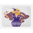 thumbnail image 1 of Pin up Girl Bath Mat, Vintage 1930s Style Blonde Lady with Curly Hair in Costume Party Entertainment, Plush Bathroom Decor Mat with Non Slip Backing, 29.5" X 17.5", Multicolor, by Ambesonne, 1 of 2