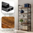 thumbnail image 4 of 5 Tier Bookshelf, Free Standing Wooden Bookcase with Open Storage Shelves with Metal Frame, Sturdy Shelf Organization Display Rack for Living Room, Bedroom, Home Office, 62.2" Tall, 4 of 7