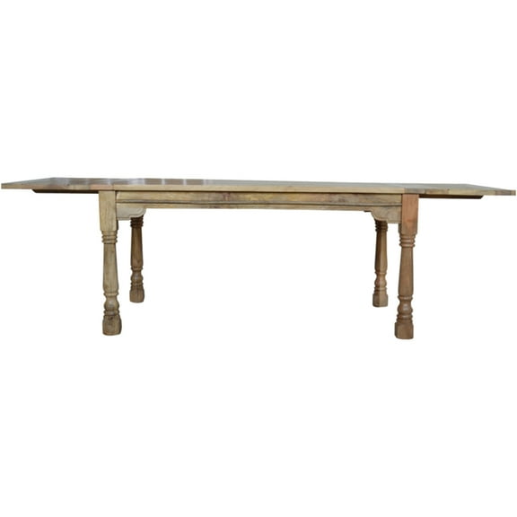 JERFIT Solid Mango Wood Extendable Farmhouse Dining Table, Handcrafted Rustic Oak Finish Rectangular Kitchen Table for 6