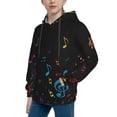 thumbnail image 2 of Picia Color Musical Notes Pattern Youth Hoodie - Warm Pullover Sweatshirt with Kangaroo Pocket, Ideal for Boys and Girls-Medium, 2 of 6