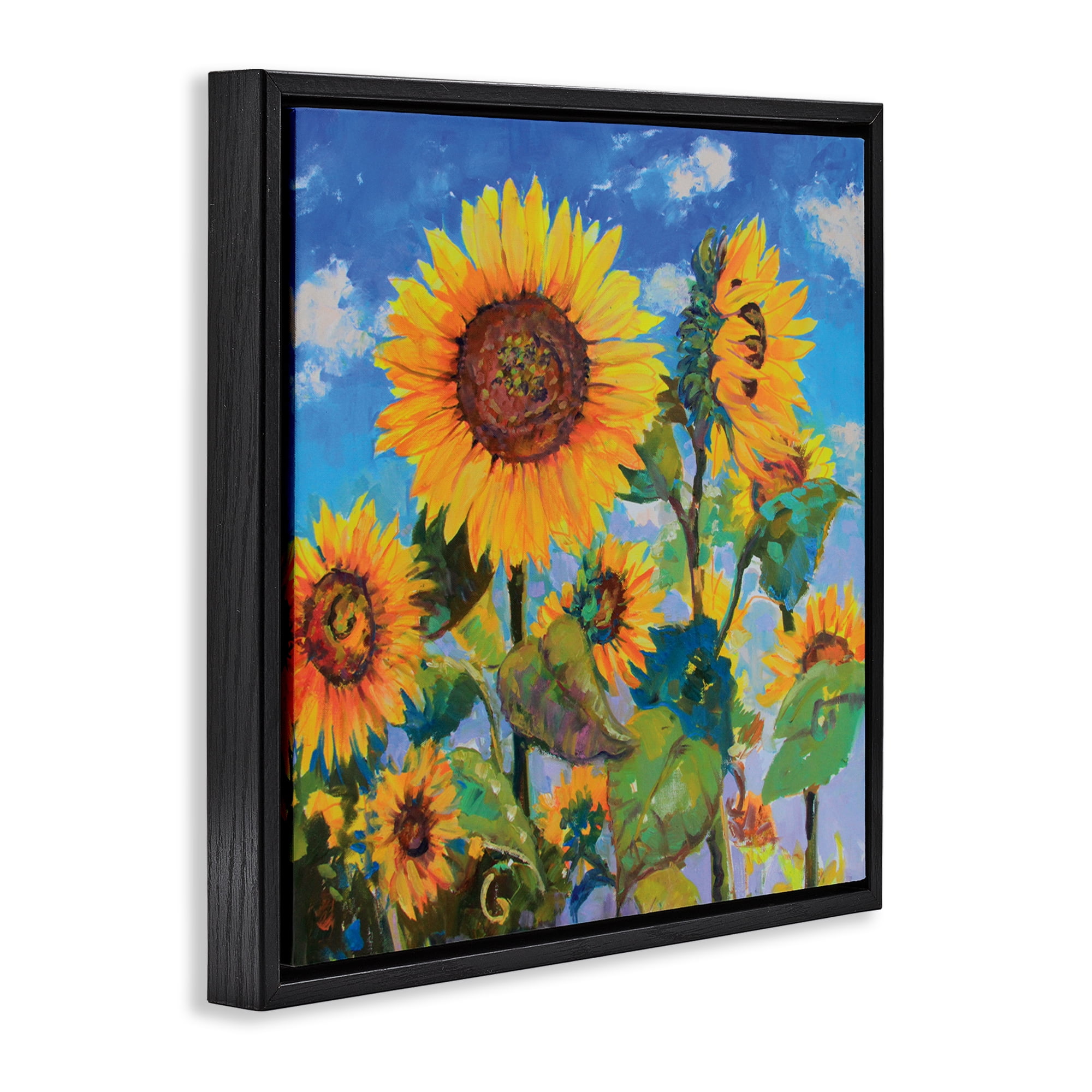 Stupell Industries Lost Acres Sunflowers Plants & Flowers Painting Black Floater Framed Canvas Art Print Wall Art, 18 x 18