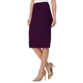 thumbnail image 2 of Moa Collection Women's Elastic High Waist Stretch Comfy Office Work Wear Solid Midi Skirt S-3XL, 2 of 5