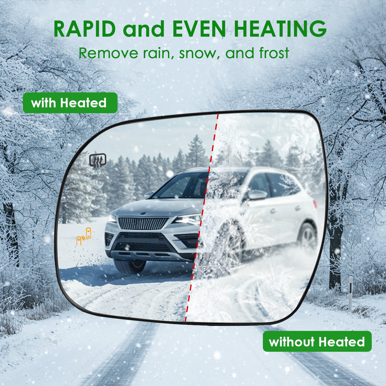 Driver Side Replacement Mirror Glass Compatible with 2013-2020 Toyota Sienna - Heated with Blind Spot Detection, w/o auto dimming, 87906-08090, LH