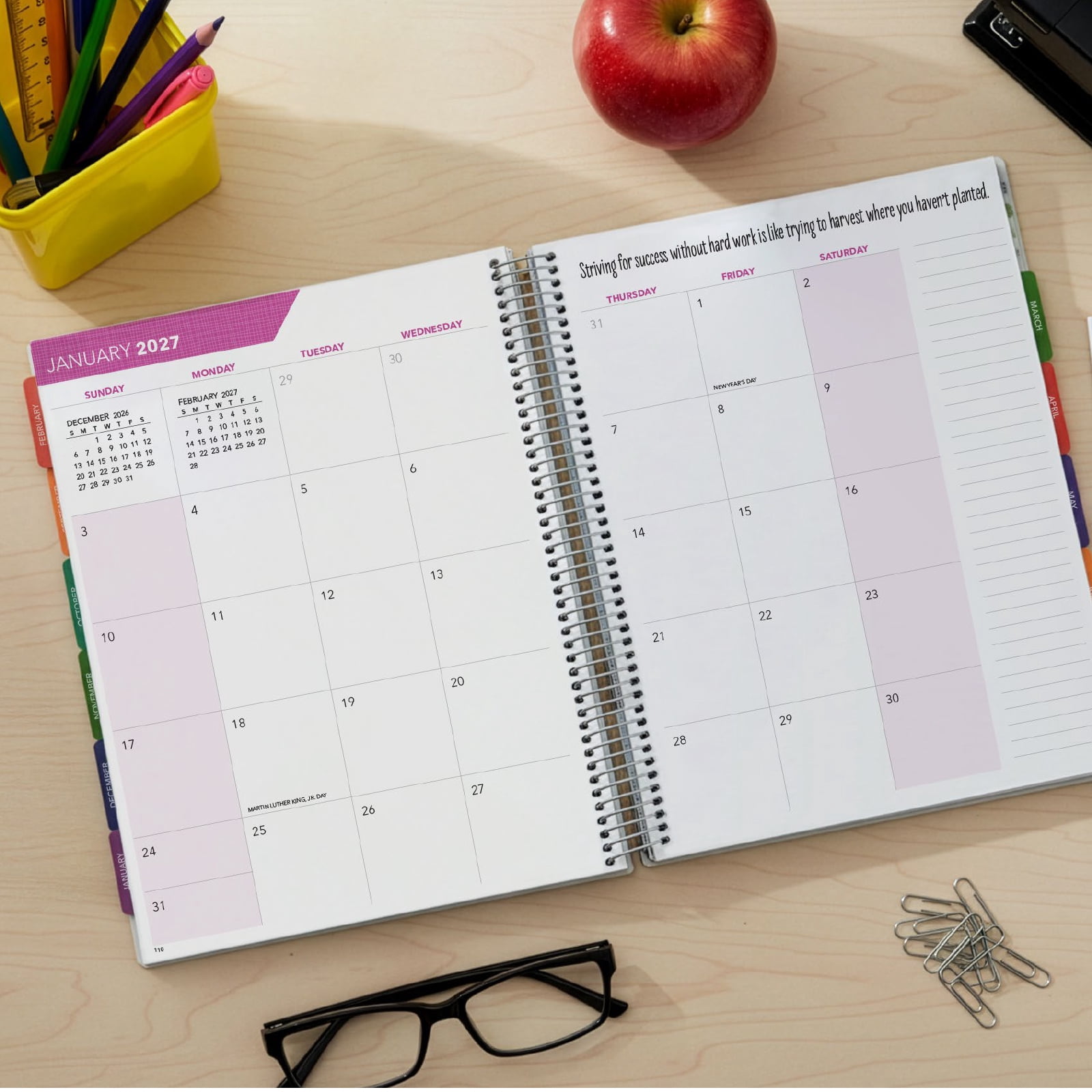 2026-2027 Excello Brands 8.5" x 11" Academic Year Deluxe Teacher Planner, Weekly/Monthly, 12 Month, Teal Gold Marble