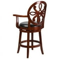 thumbnail image 4 of 26"H Cherry Wood Counter Height Stool with Arms and Swivel Seat, 4 of 6
