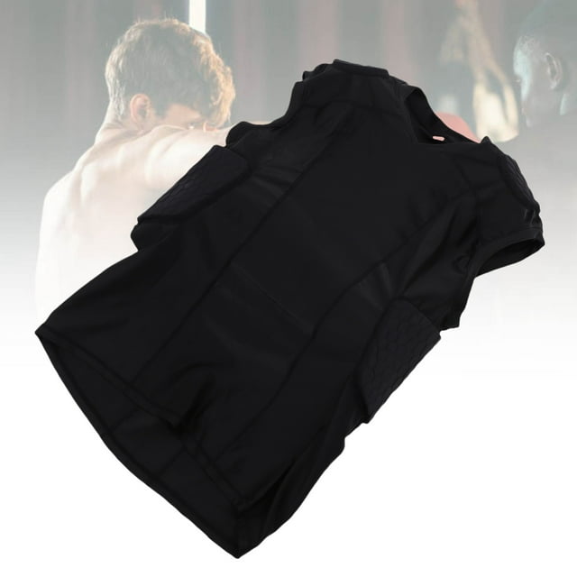 Youth Football Padded Shirt, Chest Rib Protector, Compression Padded Vest High Elasticity Quick Drying Breathable Anti Collision Vest for Basketball Football Training