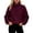 Wine, variant on Winter Womens Sweatshirts Fleece Solid Color Casual Fashionable Crew Neck Quarter Zipper Long Sleeved Pullover Tops