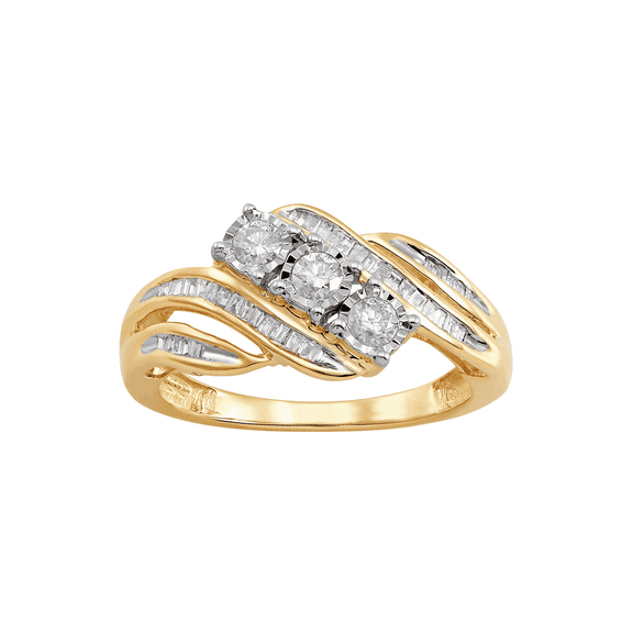 Women's Finecraft 1/2 cttw Diamond Composite Bypass Ring in 10kt Yellow Gold