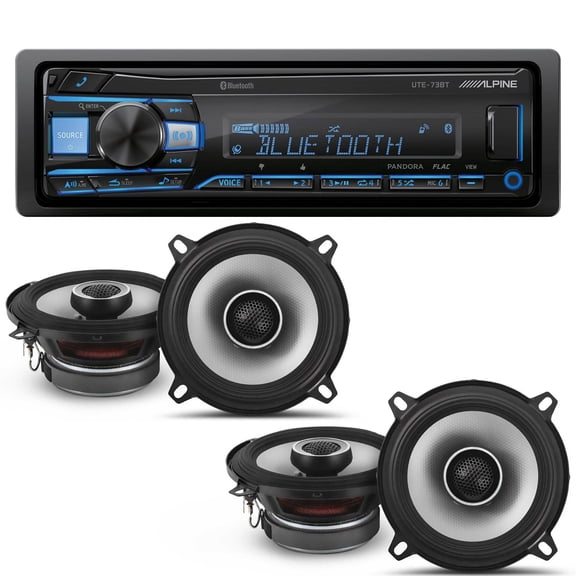 Alpine UTE-73BT Mech-less Digital Bluetooth Media Receiver with 2 Pairs Alpine S2-S50 Type S 5.25" Coax Speakers