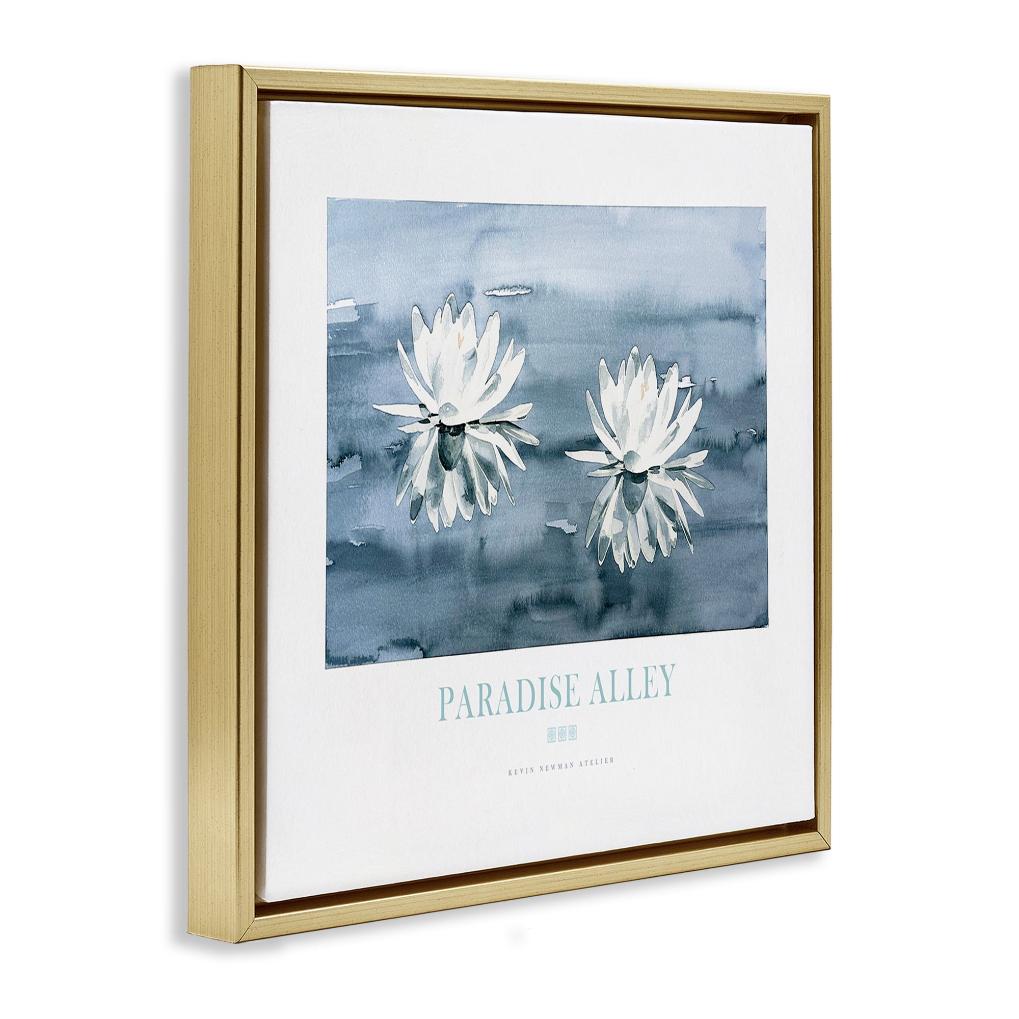 Stupell Industries Paradise Alley Water Lilies Gold Framed Floater Canvas Wall Art, design by Jadei Graphics