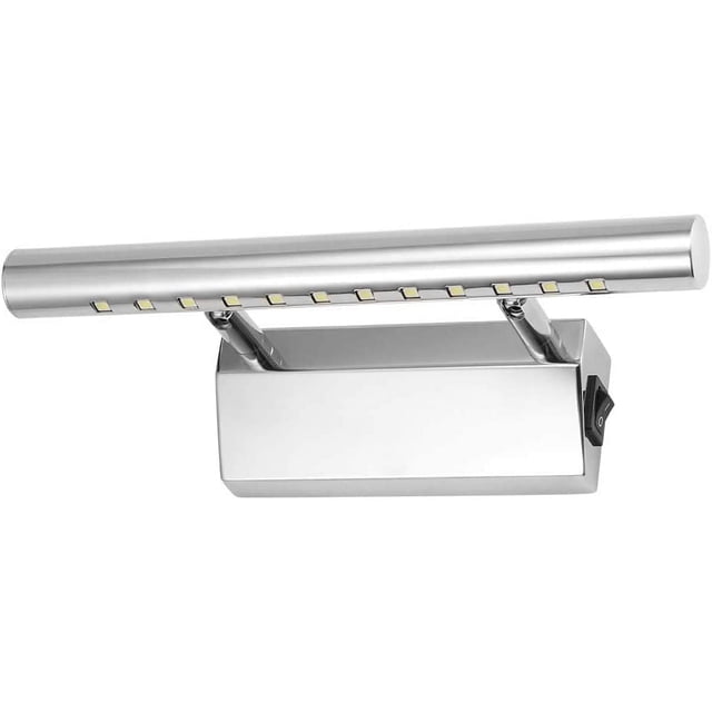 Aplique de pared clase energética A++, acero inoxidable, con interruptor, para espejo de baño, blanco WddnAot