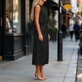 thumbnail image 4 of mihongmao Elegant Outfits for Ladies 2026 Holiday Party Sets Fahion Women's 2 Piece Sleeveless Crop Tops Cropped Pants Set Solid Black S, 4 of 5