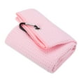 thumbnail image 1 of Toallas de golf Uxcell 20"x16" Tri Fold Patrón de waffle Toallas de fibra suave con clip D Rosa, 1 of 5