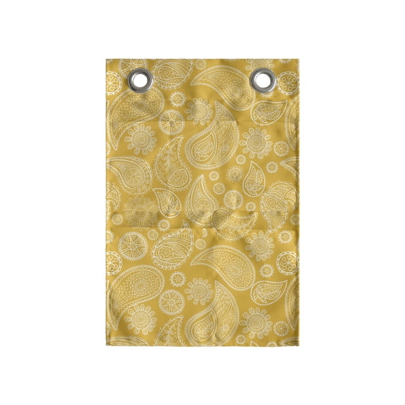 Paisley Hanging Pocket Organizer, Traditional Pattern of Buta Ornament Eastern Motifs Modernized Art, Printed Polyester Storage Bag with Pockets, 14" x 20", Earth Yellow and Ivory