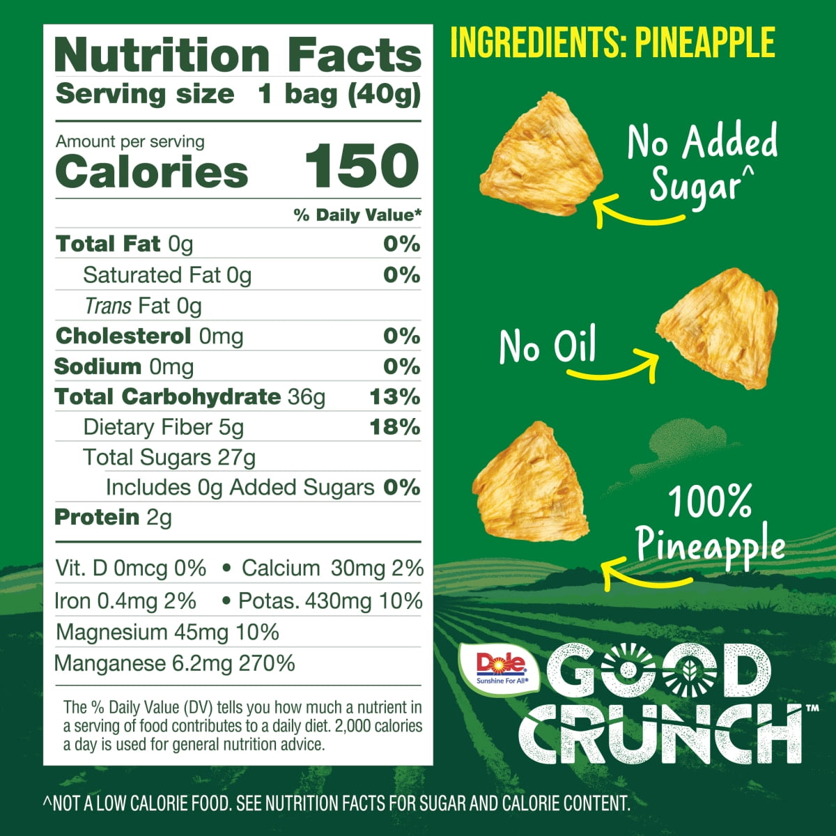 (2 pack) Dole Good Crunch Original Pineapple Bites, Made with All Natural Fruit, 1.4 oz