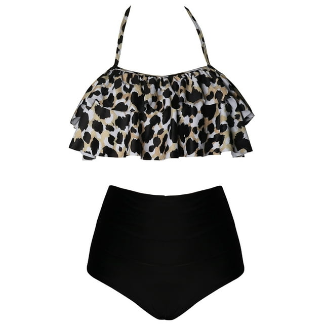xiaxaixu Maillot de Bain Maman et Moi Famille Léopard/floral Bikini 2 Pcs