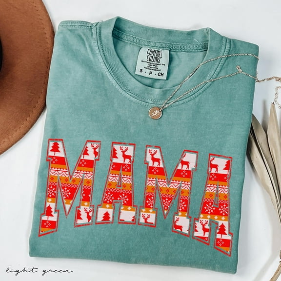 Comfort Colors® Retro Mama Christmas Shirt, Ugly Christmas Shirt, Christmas Mom Tee, Christmas Mama Shirt, Holiday Mom Shirt, Gift For Mom