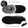 thumbnail image 3 of Needbo Women's Suede Moccasin Fuzzy Slippers Fleece Lined House Non-Slip Rubber Sole Indoor & Outdoor Memory Foam Shoes, Black Size 10-11, 3 of 7
