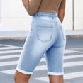 thumbnail image 7 of HBGVBA Bermuda Denim Shorts for Women,Slim Jean Shorts,Solid Color Stretch Waist Fashion Casual Denim Shorts with Pockets,L, 7 of 7