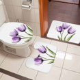 thumbnail image 4 of Purple Tulip Bath Mat 3 Piece Bathroom Rug Set, Aesthetic&nbsp;Pastoral Flower Floral Spring Non Slip Bath Rug Contour Mat and Toilet Lid Cover, Absorbent Shower Mats Soft Bath Rugs and Mats Sets, 4 of 8