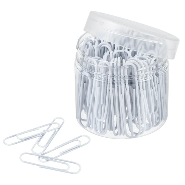 Unique Bargains Paper Clips 2 Inch Vinyl Coated with Box for Office Home White Count 100