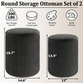 thumbnail image 3 of Waleaf Round Ottoman Foot Stool with Storage Set of 2, Upholstered Velvet Vanity Stool for Living Room & Bedroom, Black, 3 of 7
