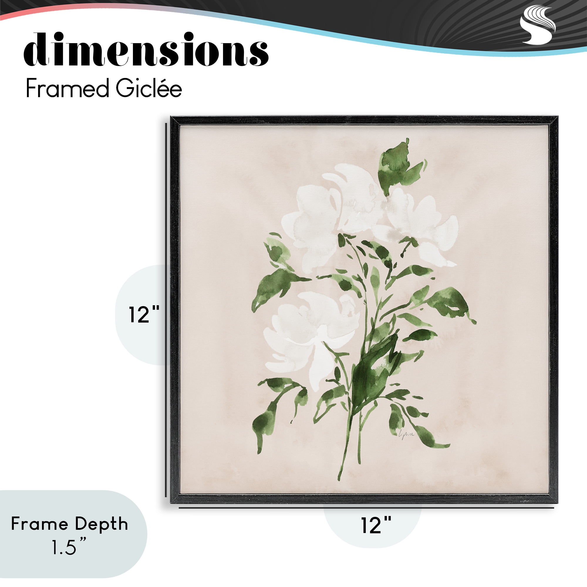 Stupell Industries White On Tan Blossom Black Framed Giclee Art, design by Lucille Price