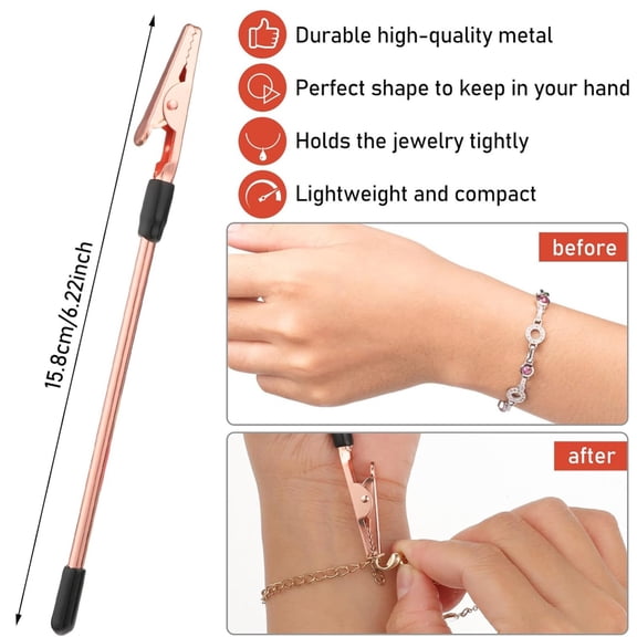Bracelet Helper Tool Necklace Clasp Helper Clip, Fastener Assistant For Jewelry Making, Multi Function Jewelry Fastener For Women (Gold*1 Silver*1)